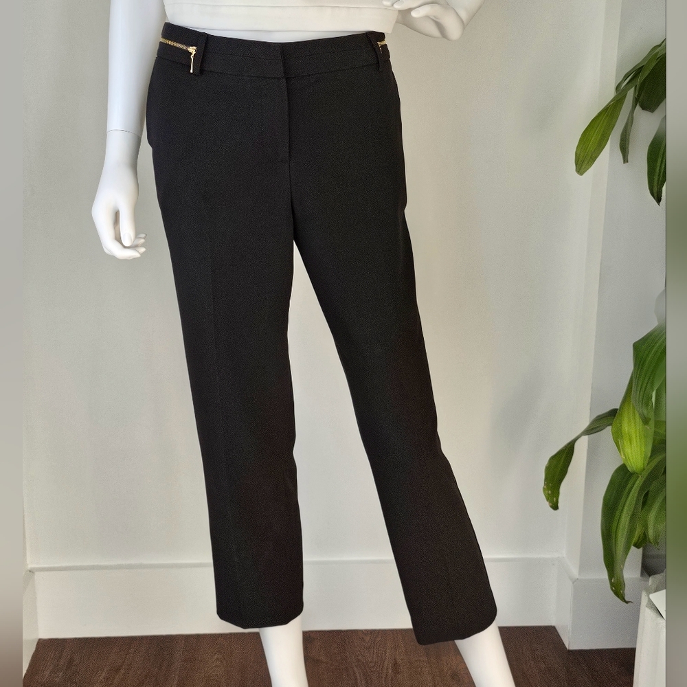 METAPHOR size 8‎ petite black pants with gold-toned zippers